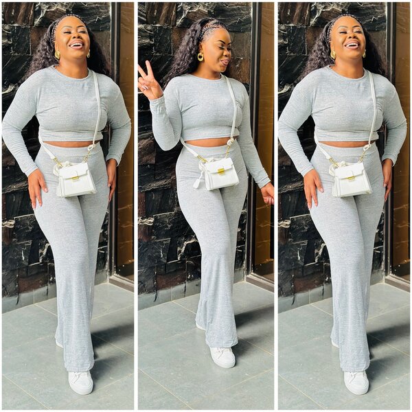 Top+pants set, gray melange, size S-xl