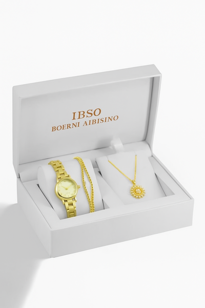 Ensemble montre et collier dorés