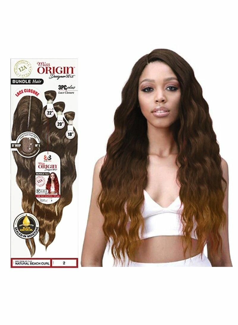 3PCS WAVY HAIR EXTENSIONS WITH TRANSPARENT LACE CLOSURE