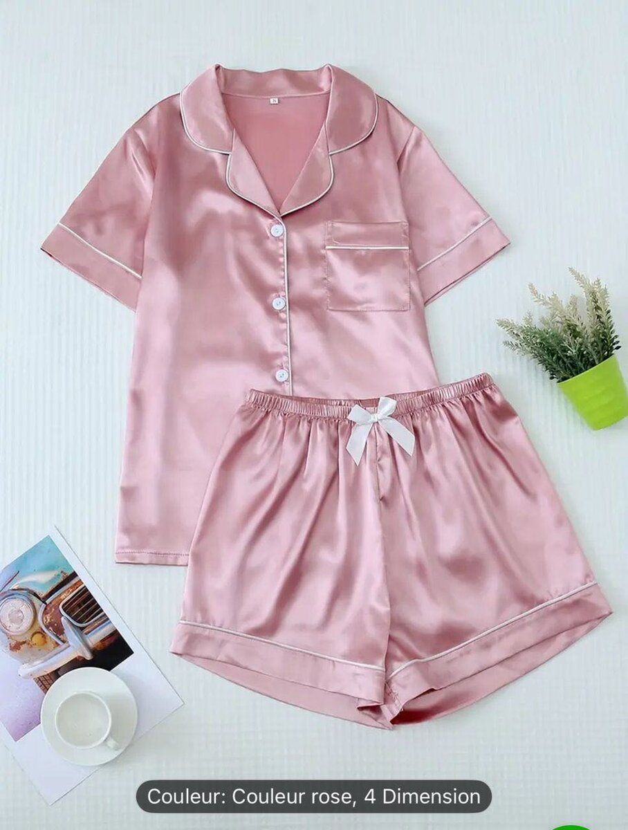 Pyjama Satin Deux Pièces Femme