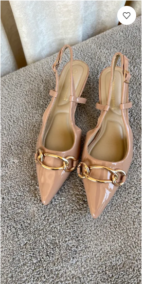 Fareeda beige sling back kitten heels