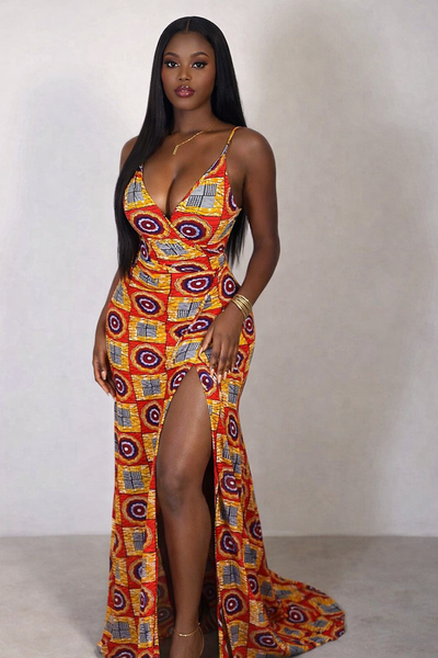 Robe enveloppe motif africain