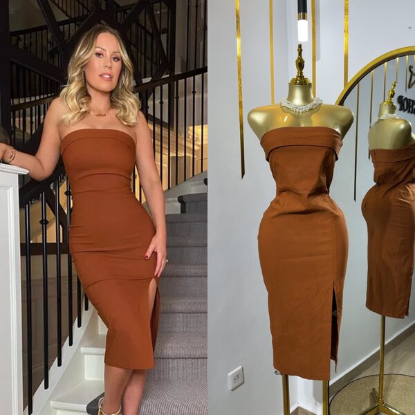 Robe marron sans bretelles