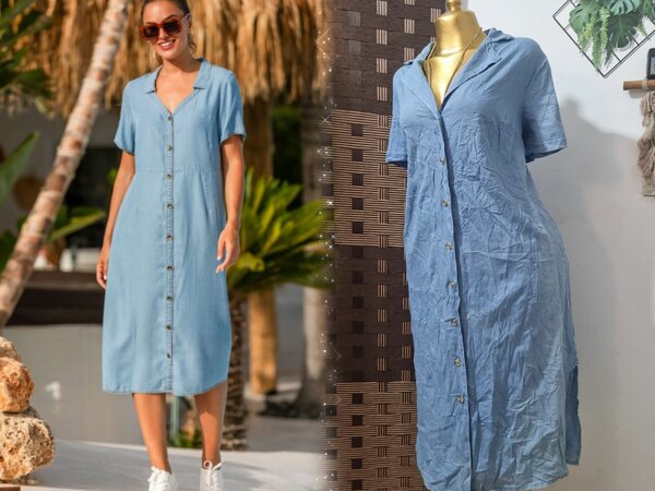 Robe Chemise en Denim Léger