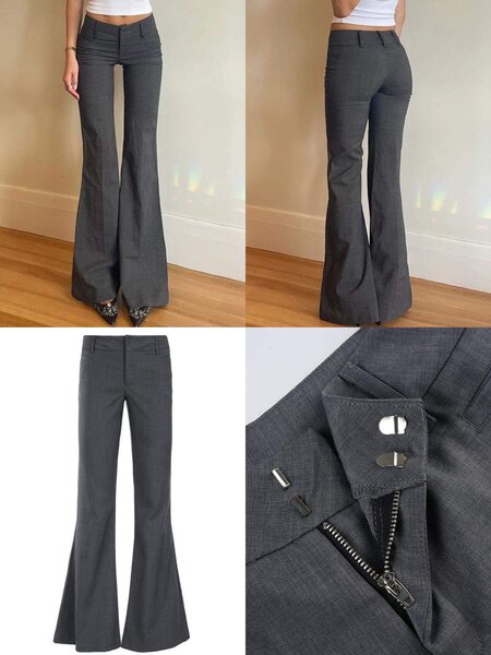 Pantalon évasé gris femme