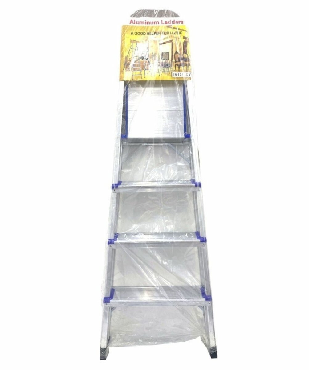 ALUMINUM STEP LADDER LIGHTWEIGHT PORTABLE WITH 6 STEPS