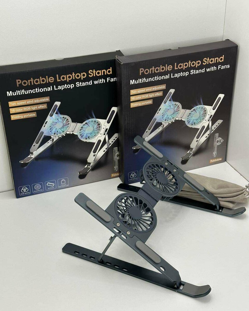 Laptops stand with cooling fan.