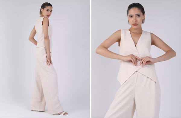 Жилетка женская льняная костюмная с брюками палаццо