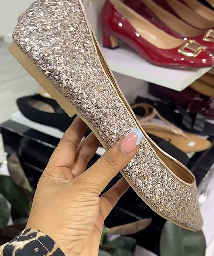 Gold glitter flats