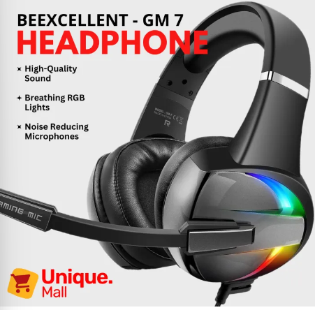 Beexcellent GM7 Gaming Headset with Noise Cancelling Gaming Mic, Stereo Surround Sound, RGB Backlight for Laptop, Notebook, PC, Ps4, Ps5, MacBook and etc by Unique Mall.