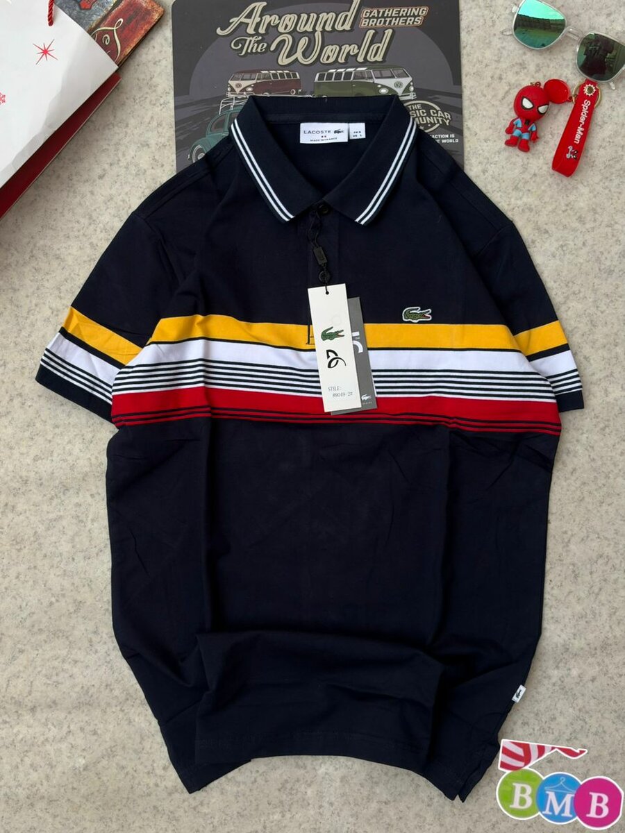 Polo homme bleu rayé