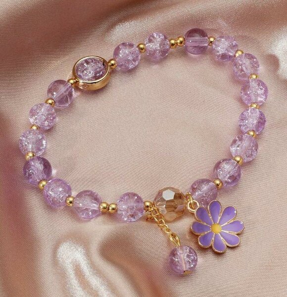 Bracelet perlé fleur scintillante