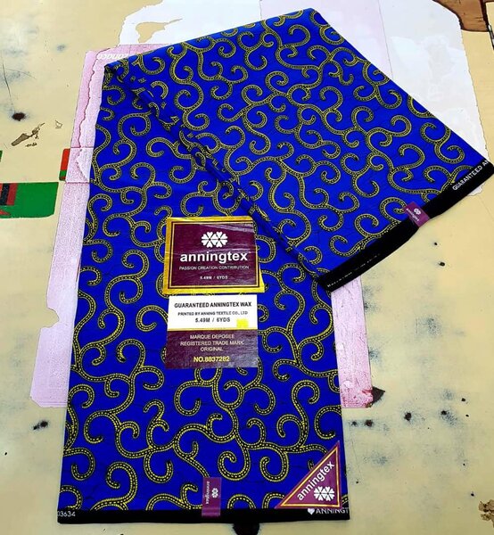 Original Cotton Wax Chitenge Fabric with 6 Yard Print blue