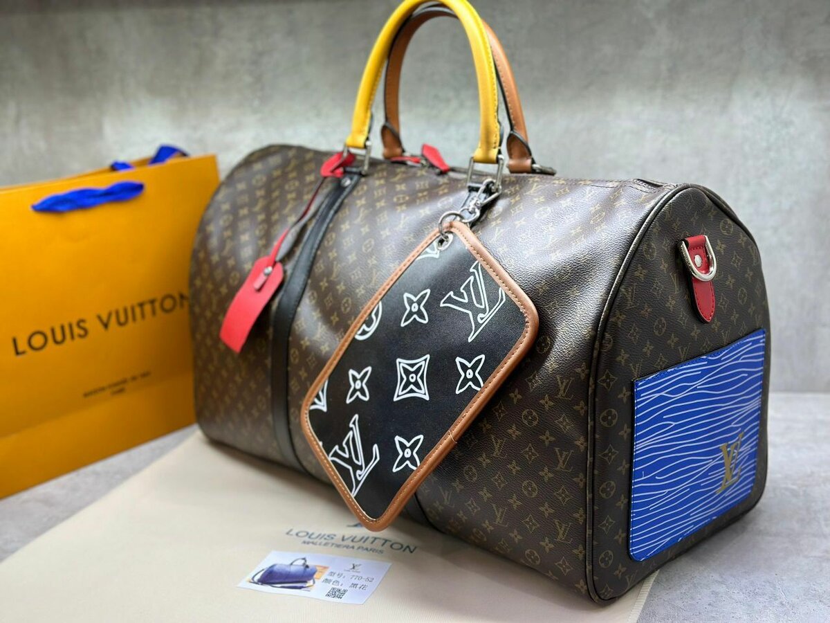 LV дорожная сумка канва кожа