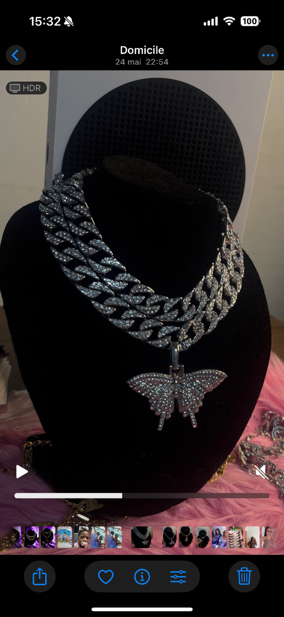Collier cubain strass papillon