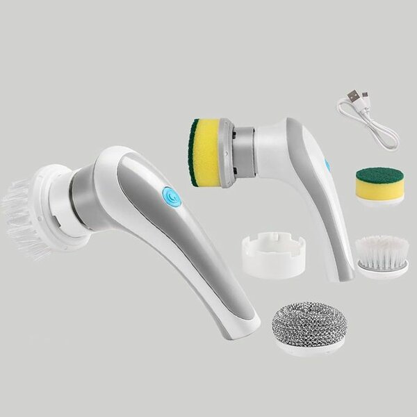 Brosses de Nettoyage Rechargeables Polyvalent pour Cuisine, Salle de Bain, Salon & Plus Blanc