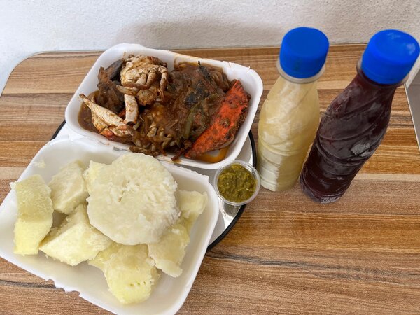 Igname au escargot crabe sauté