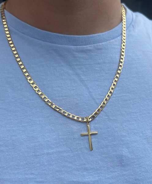 Collier Croix en Acier Inoxydable Doré