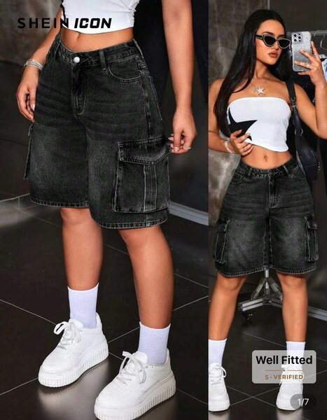 Shorts femme cargo denim