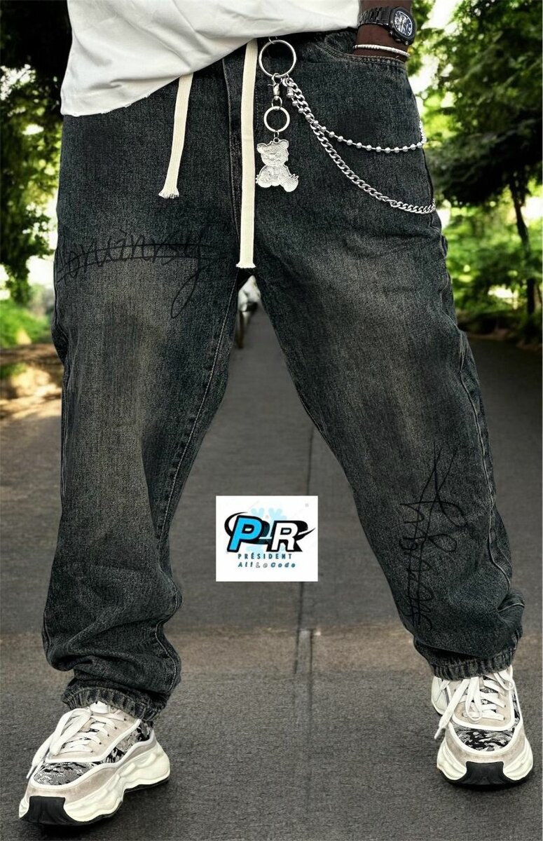 Jeans streetwear avec chaînes