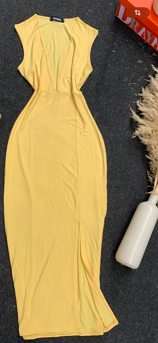 Robe Longue Jaune moulante