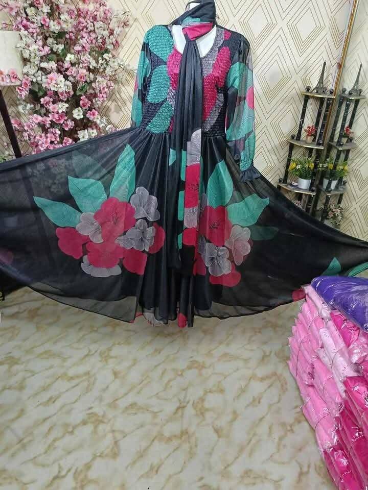 Beautiful floral print Stitched fork & dupata