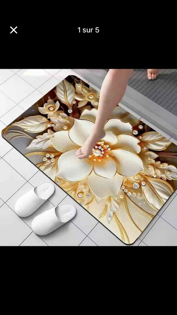 Tapis de bain floral absorbant