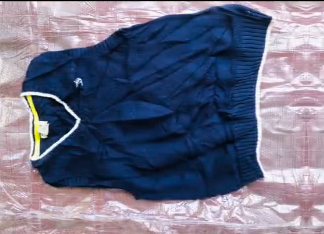 The vest is dark blue