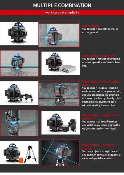 Faisceau laser 16 Lignes Vertes 4D auto nivellement