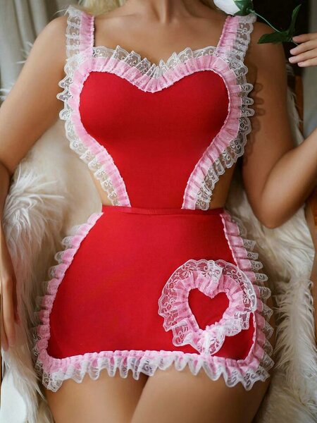 Tablier sexy en dentelle rouge