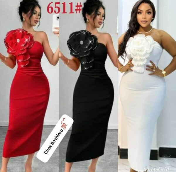 Robe mi-longue rouge femme