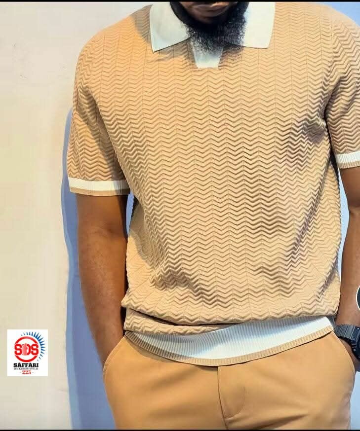 Polo en tricot motif chevron