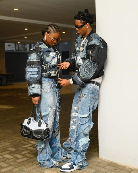 CompletVeste en jean patchwork