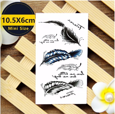 Text Feather Tattoo Water Proof Tattoo Body Tattoo