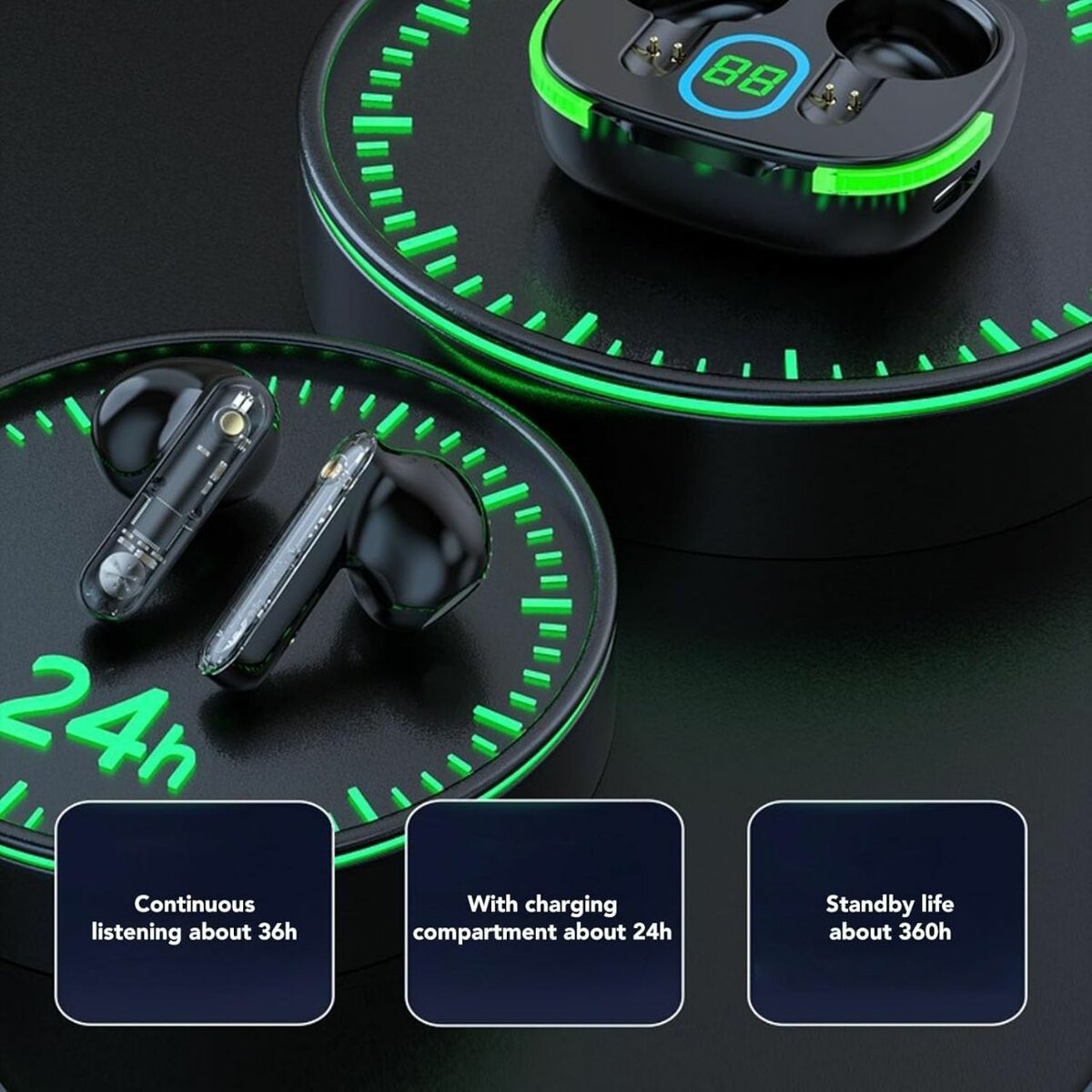 Écouteurs sans fil avec étui