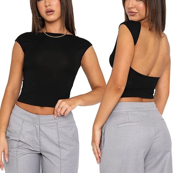 Top court à dos ouvert femme