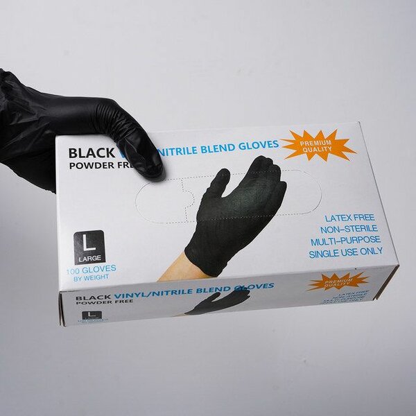 Black Nitrile Vinyl Gloves
