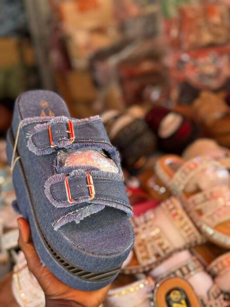 Sandales à plateforme en denim