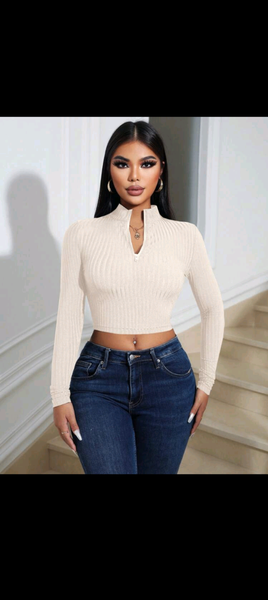 Pull court côtelé tendance