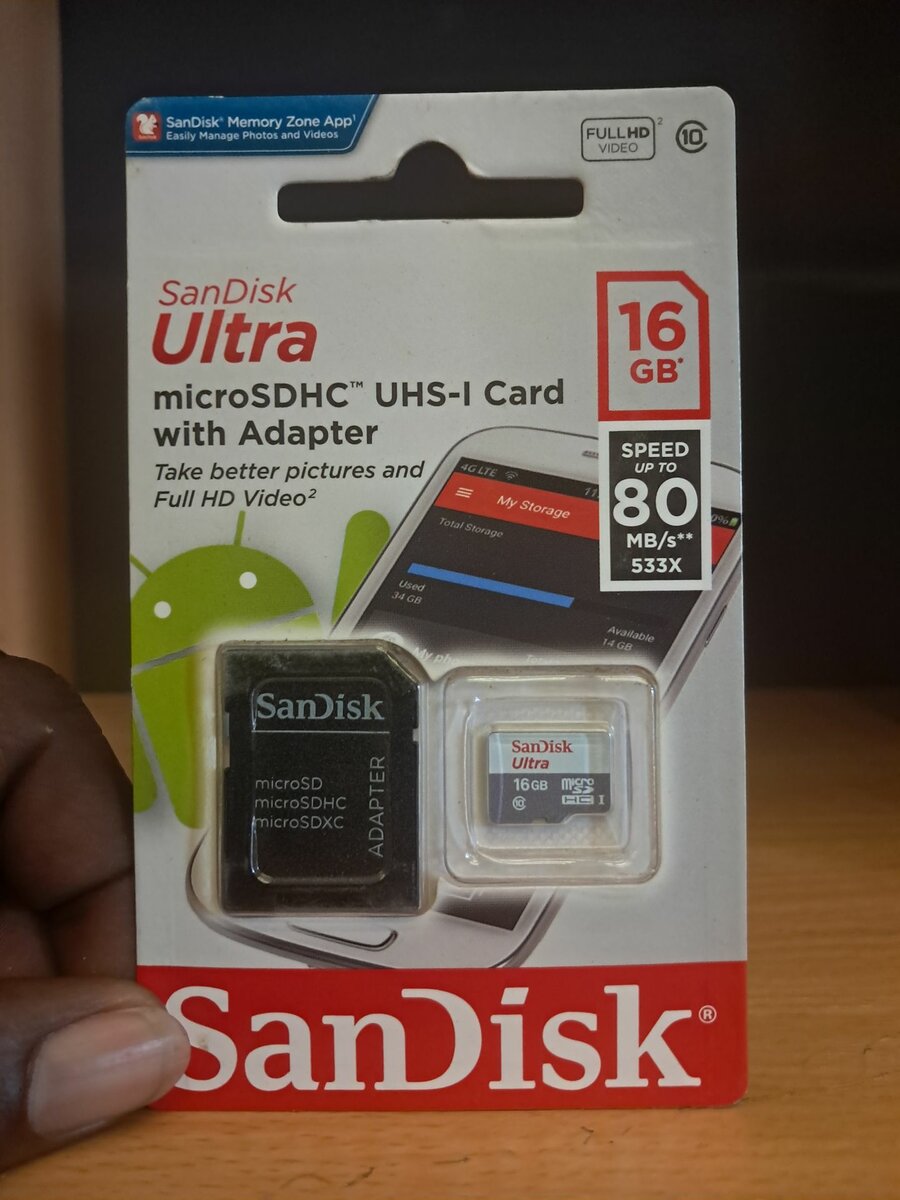 SanDisk ultra 16gb microSDHC UHD -I Card