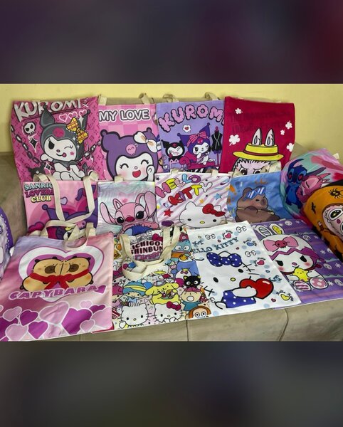 Cabas en tissu imprimés kawaii