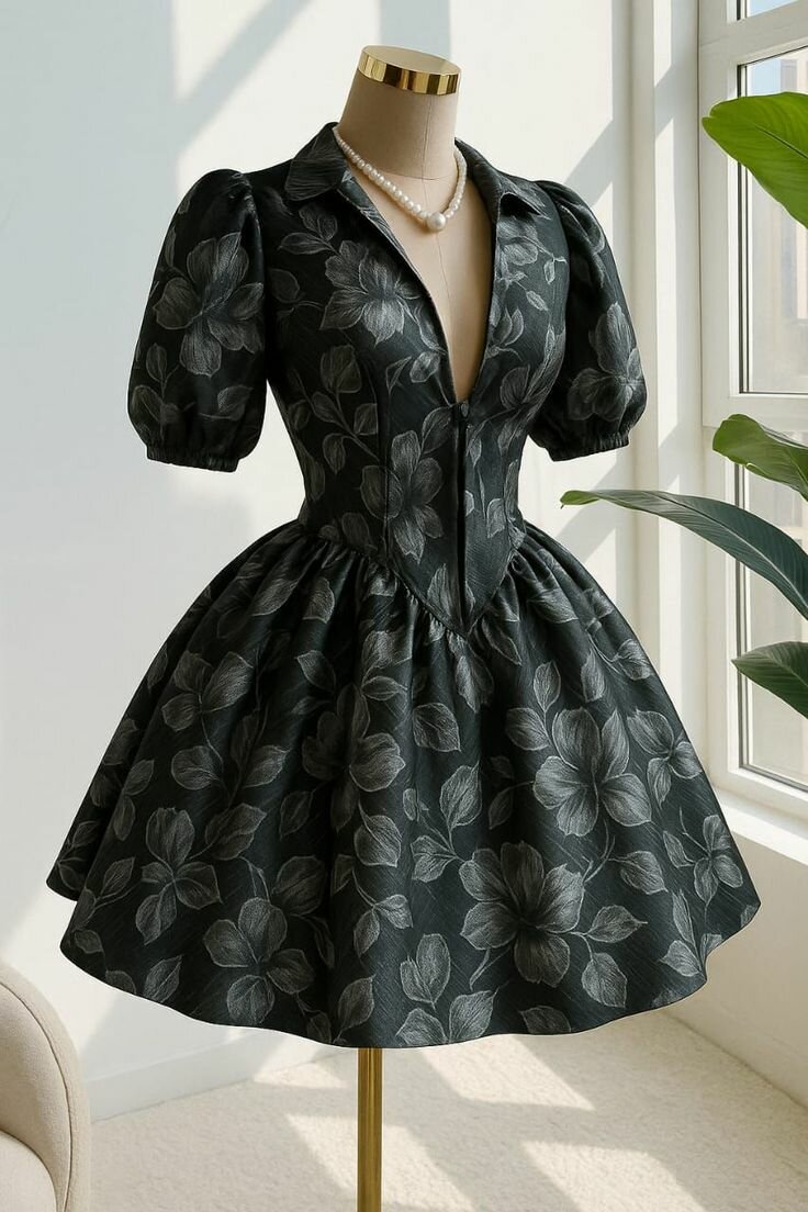 Robe à fleurs noires élégante