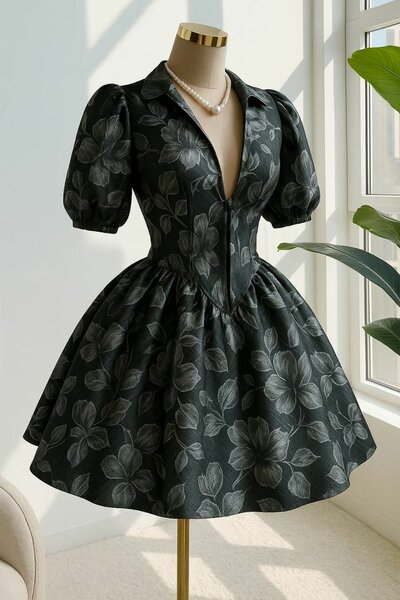 Robe à fleurs noires élégante