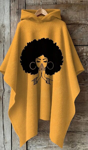 Poncho à capuche afro chic