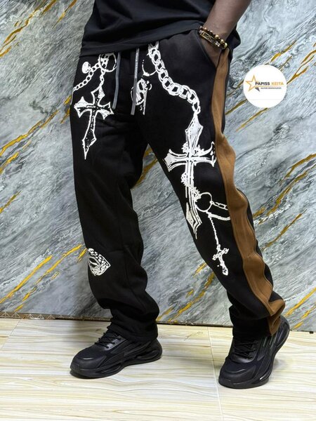 Pantalon streetwear à imprimé chaîne