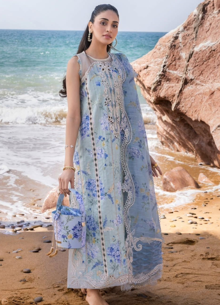 Summer Maxi dress with blue floral print