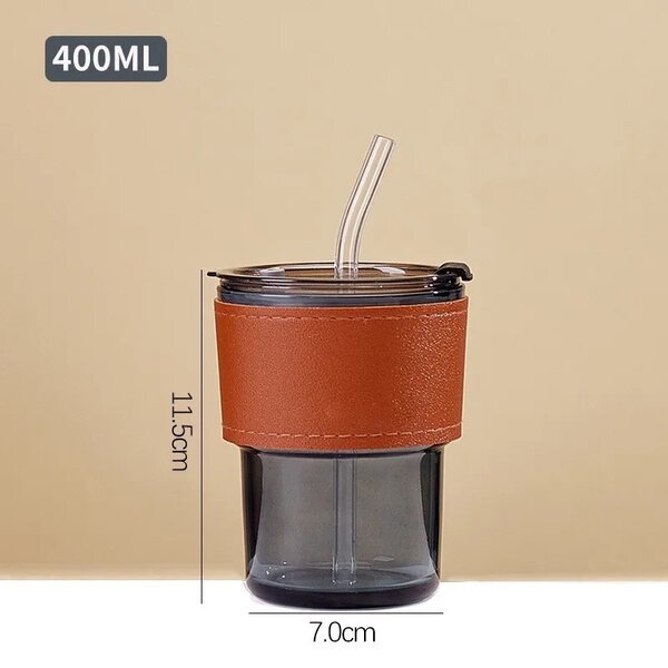 Glass coffee mug with straw