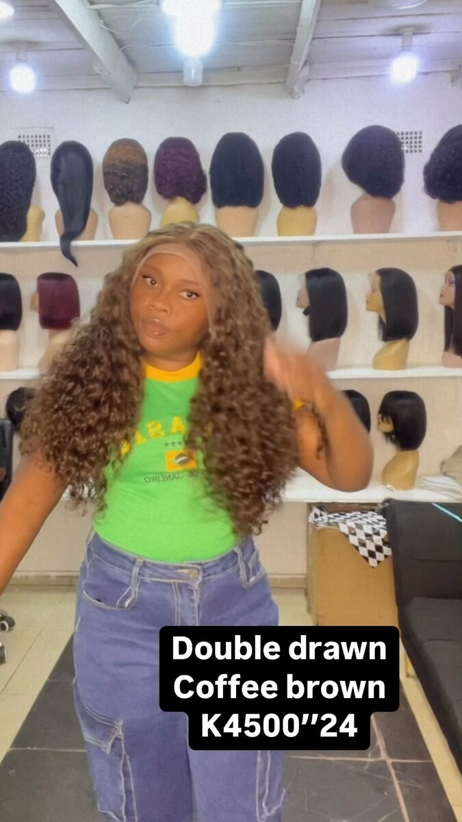 Beautiful and elegant women's wigs double drawn coffee brown