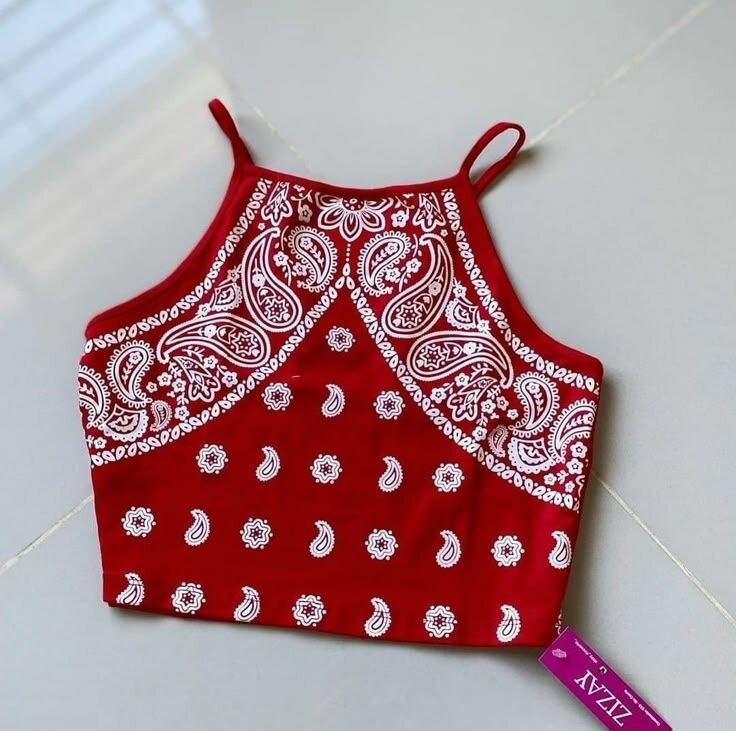 Haut bandeau rouge motif paisley