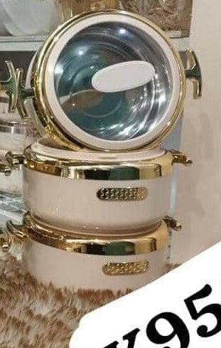 Cooking pot with glass lid, 3pcs, beige